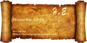 Hovorka Erik névjegykártya